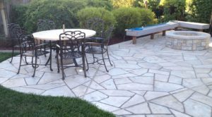 C-19 Hand Carved Limestone Flagstone Pattern Concrete Staining
