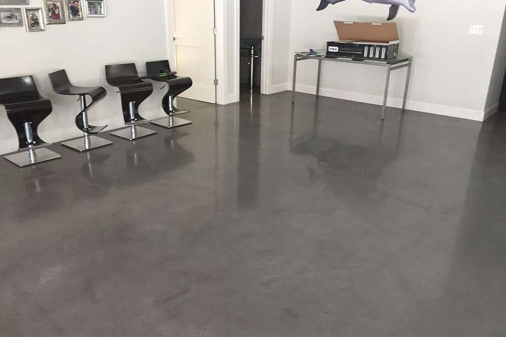 Modern waiting room with polished concrete floor