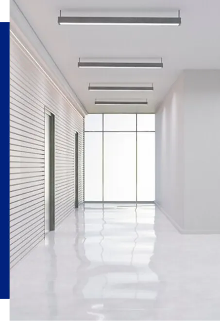 Empty modern interior corridor with glossy floor