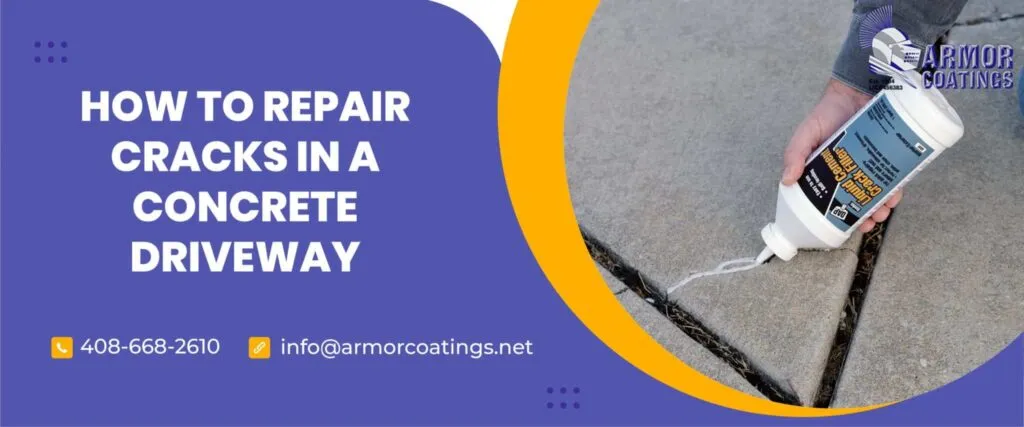 Concrete driveway crack being repaired with liquid filler