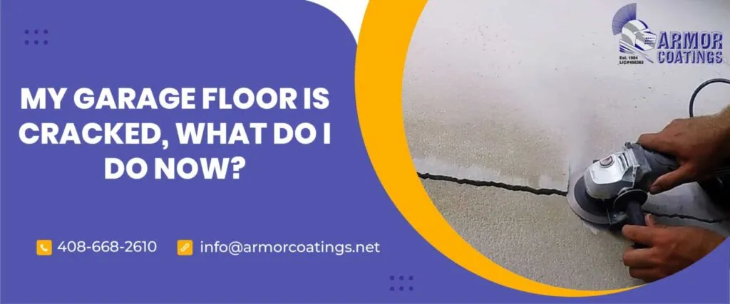 Angle grinder repairing cracked garage concrete floor